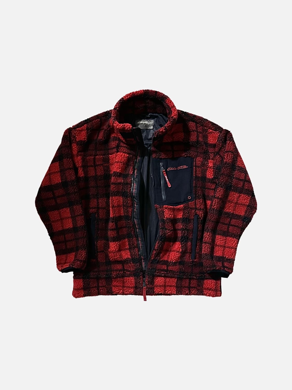 에디바우어 체크 플리스 집업 자켓 뽀글이 후리스 상품이미지1