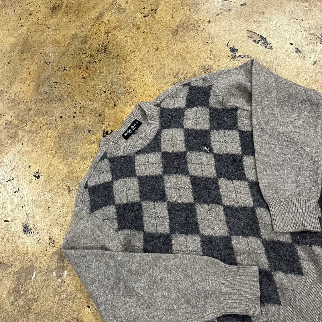 [정품/L] 입생로랑 빈티지 아가일 니트 스웨터 b17 상품이미지1