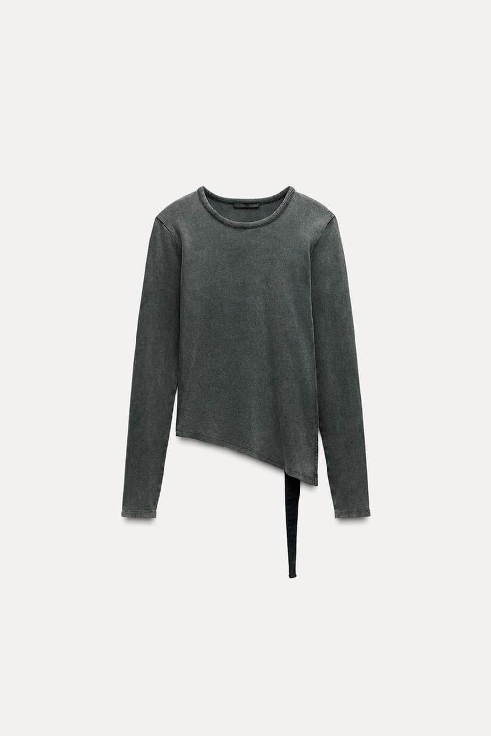 ZARA 자라 벨트 리브드 워싱 탑 상품이미지2