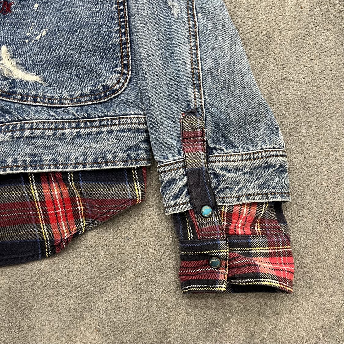 M 버커루 셔츠 레이어드 디스 데미지 워싱데님자켓 상품이미지3