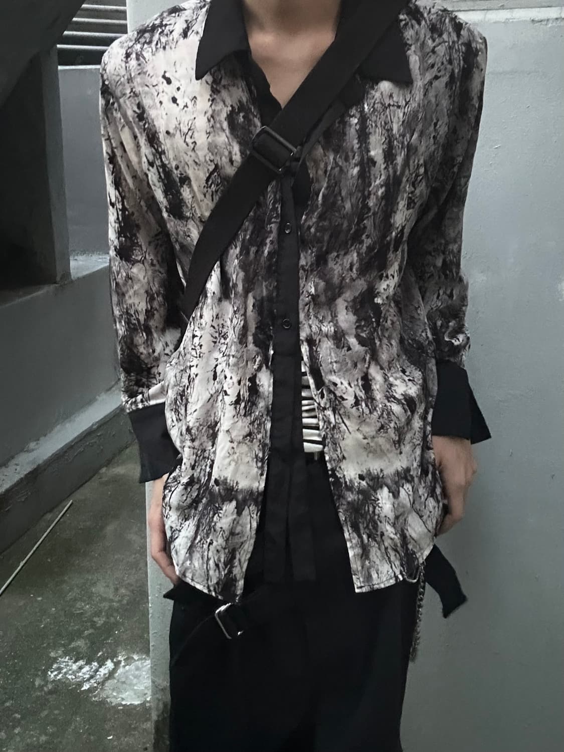 2000s JPN 락시크 디테일 블랙 셔츠 상품이미지1