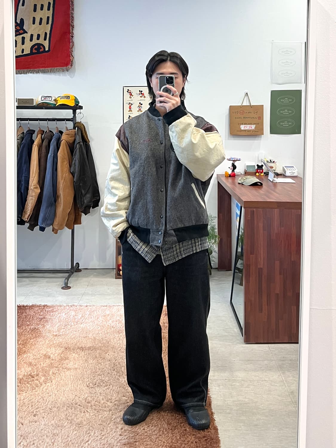 90s Identity 아이언 메이든 리얼레더 울 바시티 자켓 (USA) 상품이미지2