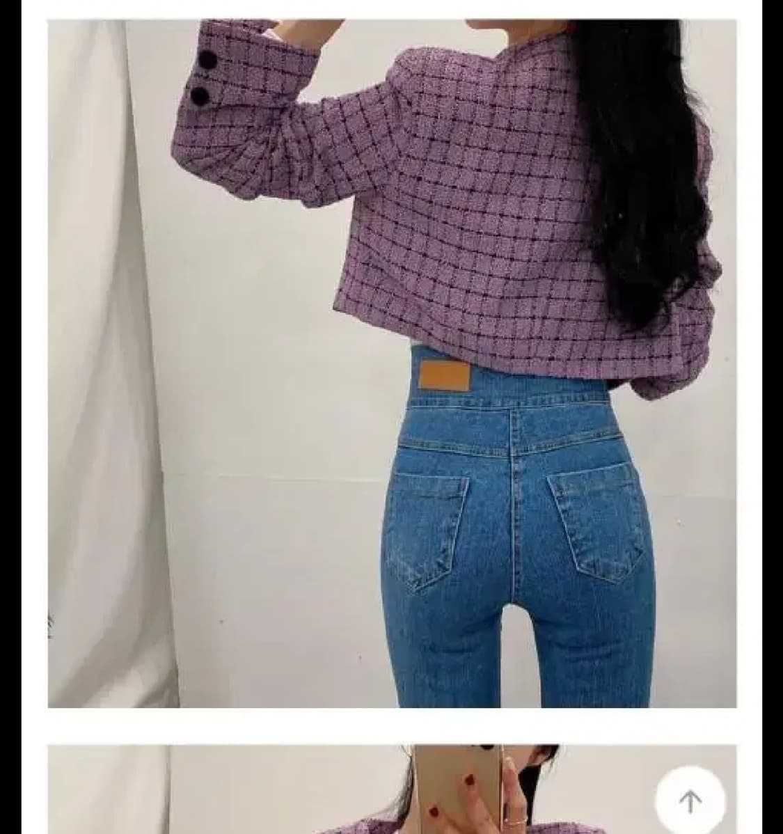 에이블리 사선버튼트위드자켓간절기가을겨울코트루즈핏크롭배색체크가디건라이더 상품이미지6