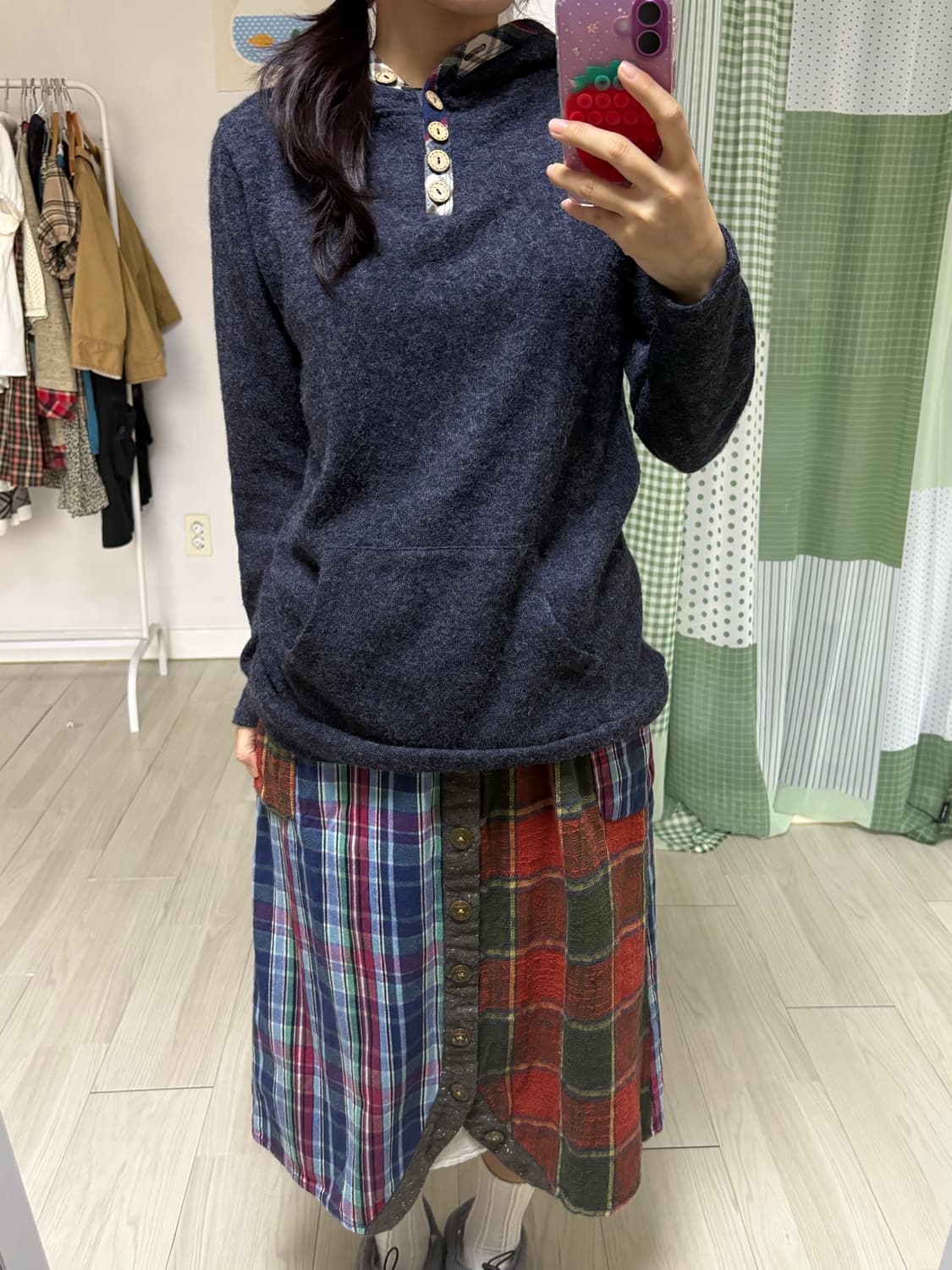 네이비 후드 니트 상품이미지7