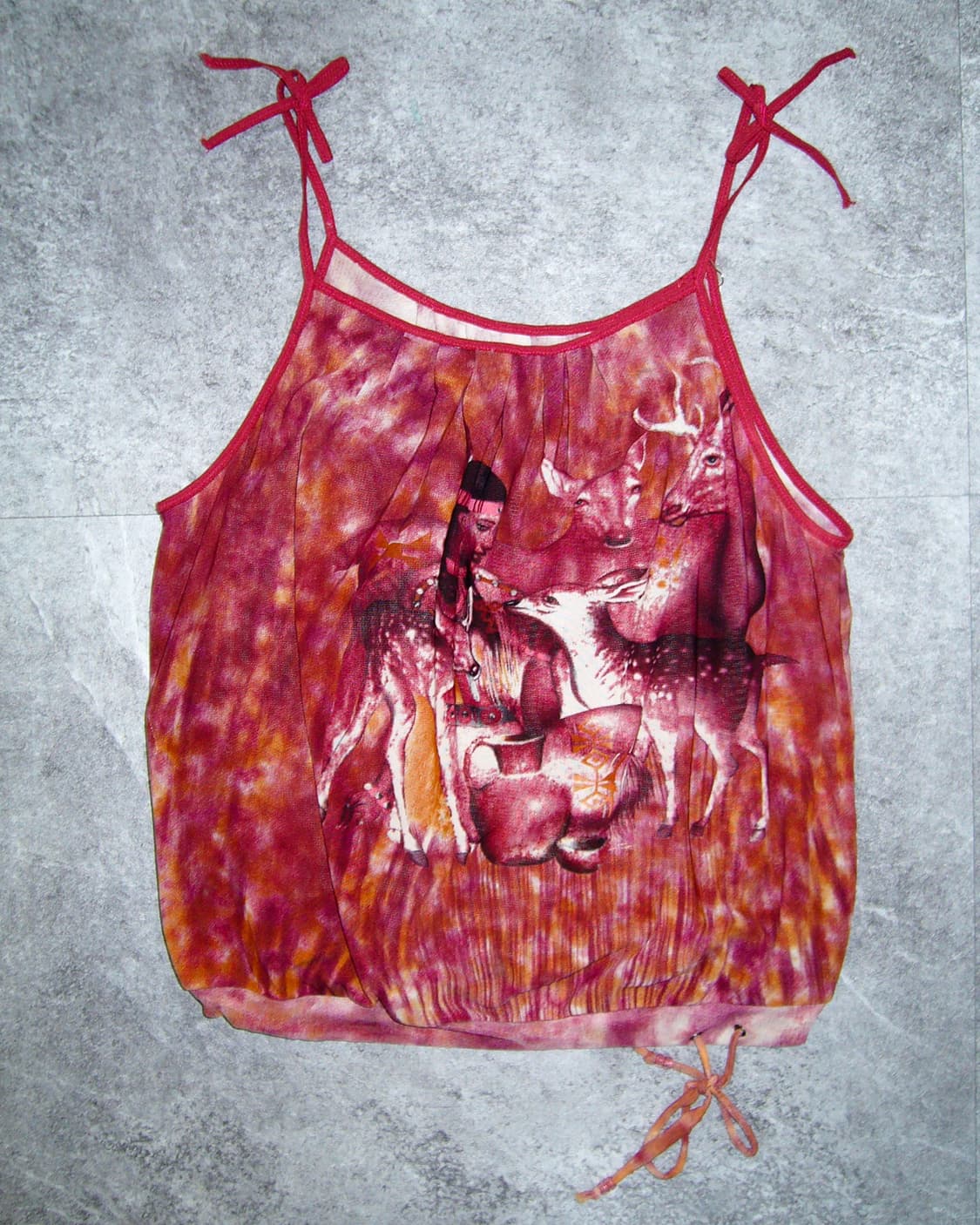 Red Printing Sleeveless Top 상품이미지1