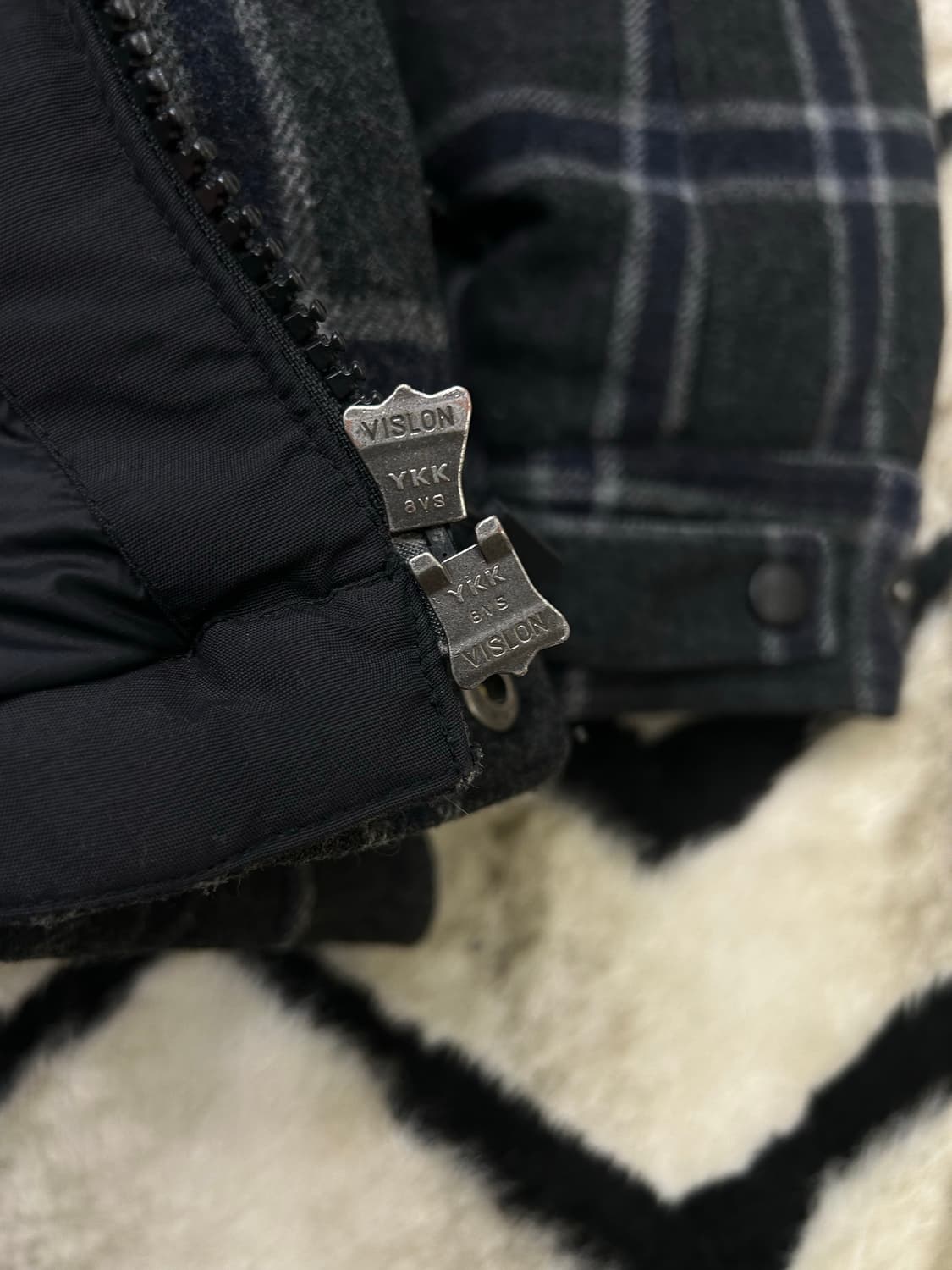 [실측XL]코오롱 타탄체크 구스다운 울 패딩 파카 상품이미지6