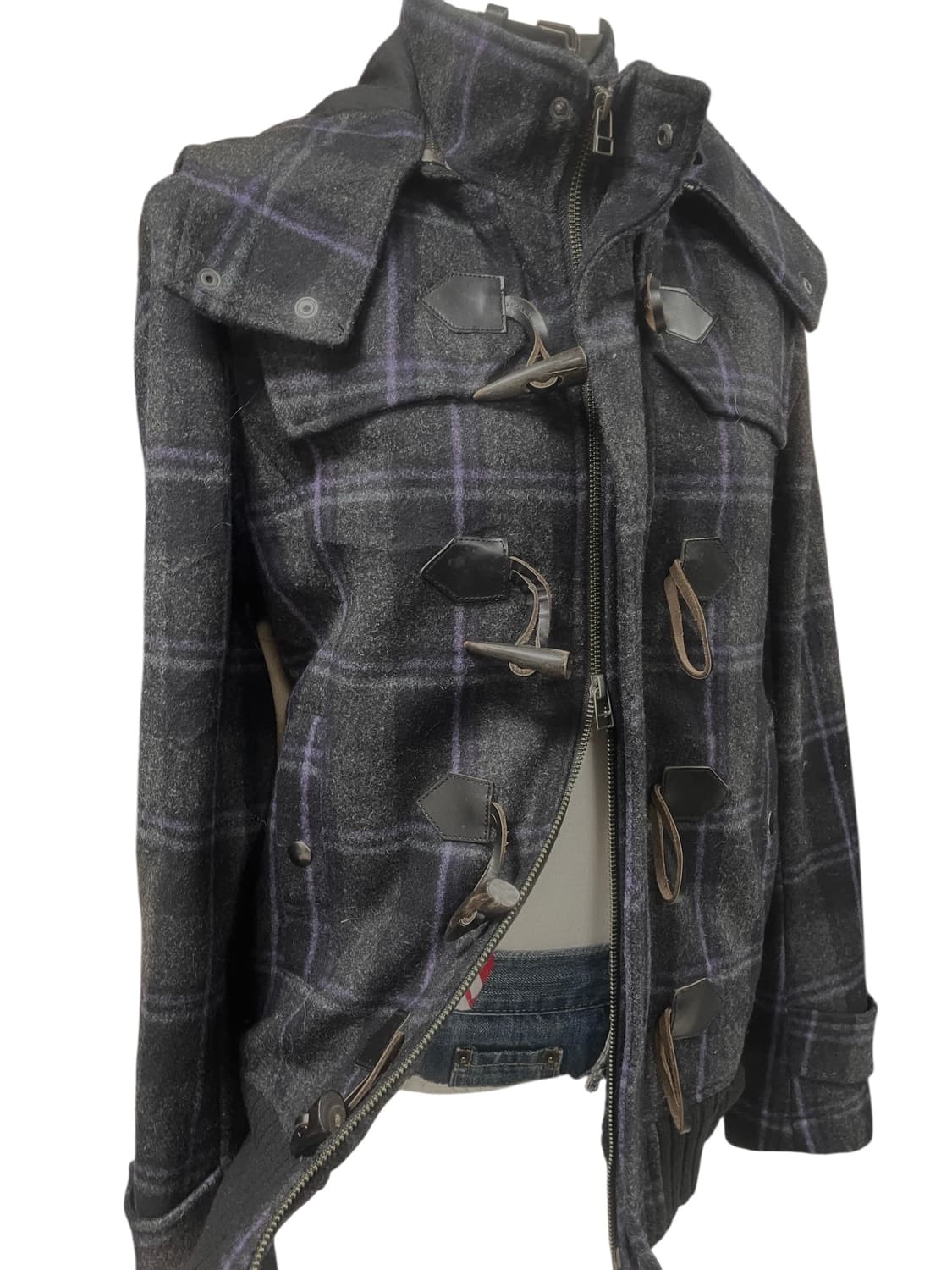 딥차콜&퍼플체크 더블 후드자켓 상품이미지2