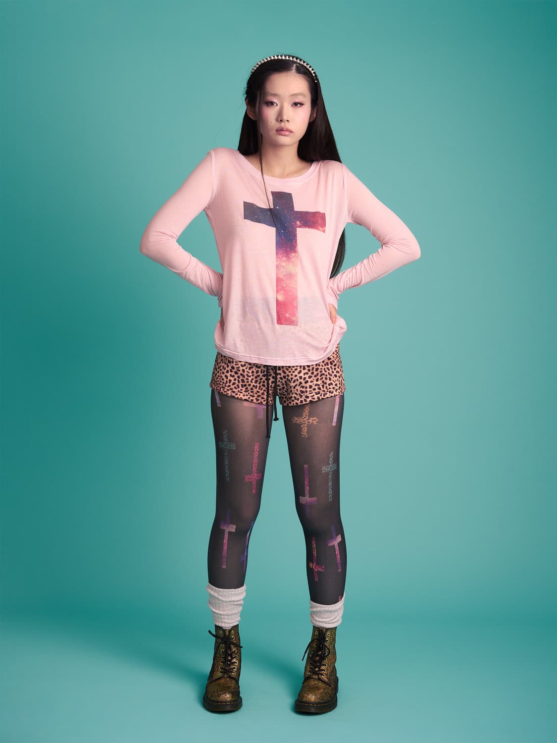 igusa 크로스 프린트 탑 상품이미지1