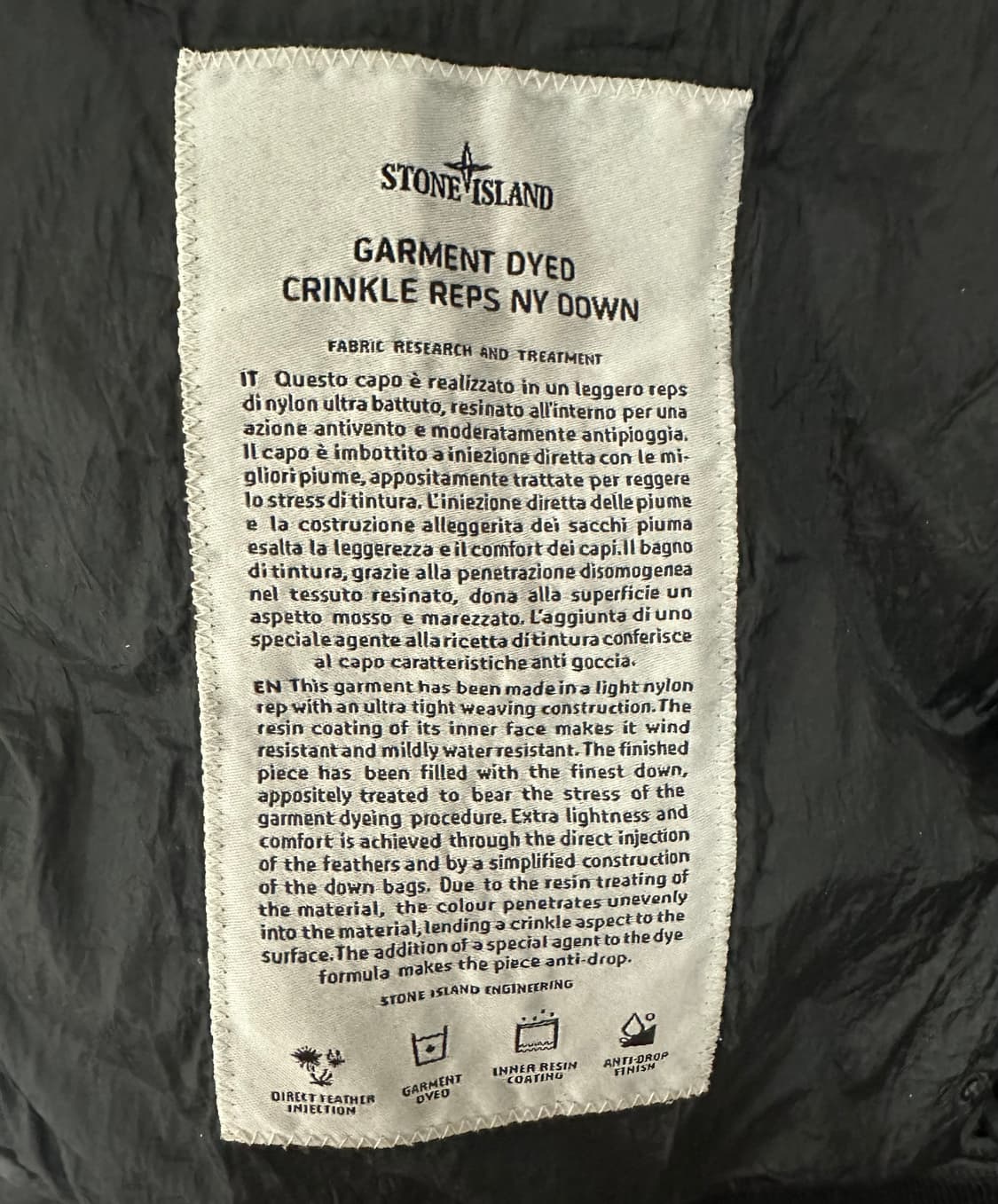 스톤아일랜드 가먼트다이 크링클랩스 패딩 상품이미지3