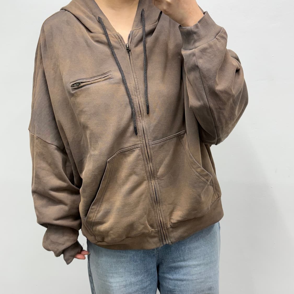 [M] 윌리차바리아 브라운 후드집업 상품이미지2