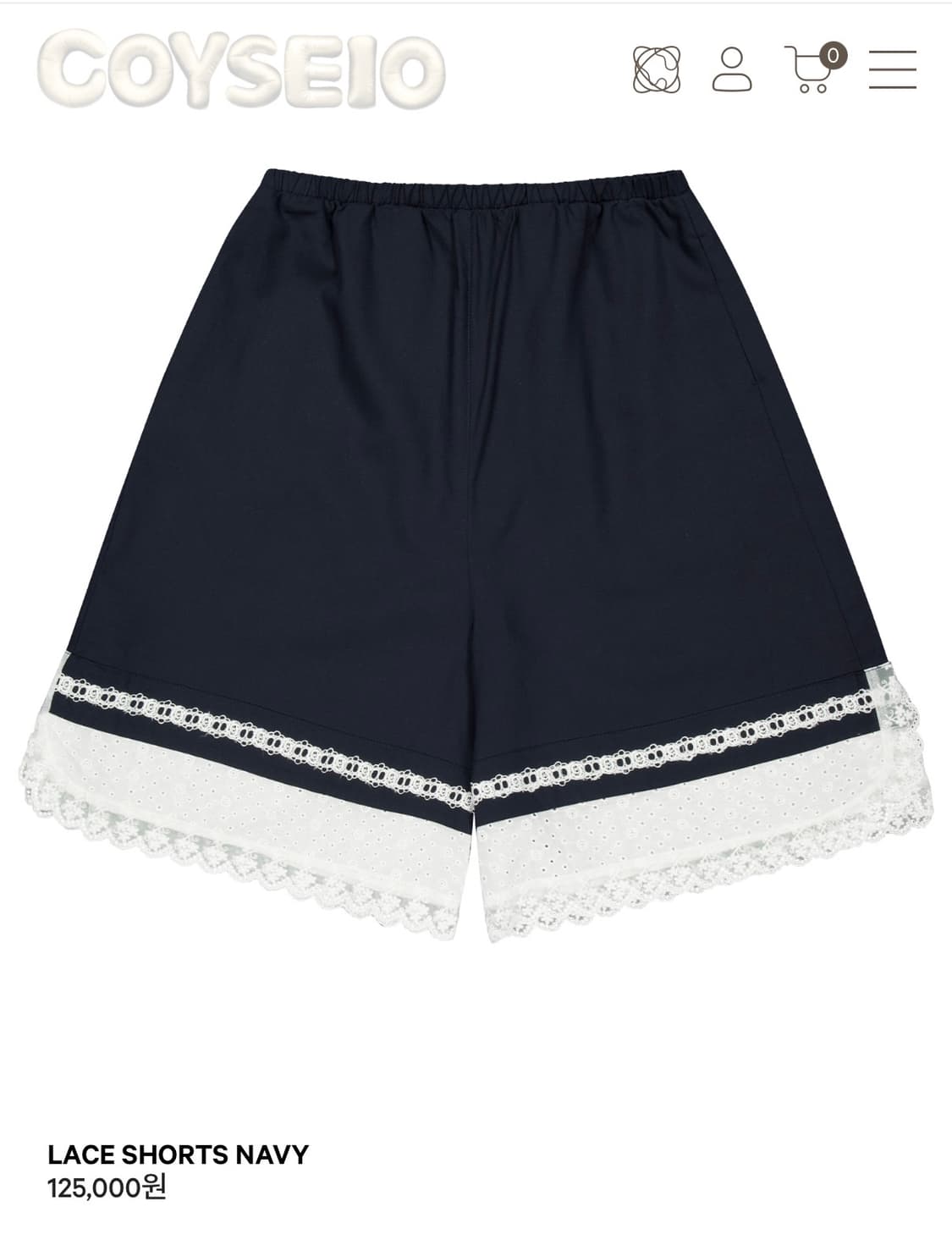 코이세이오 LACE SHORTS NAVY 상품이미지1