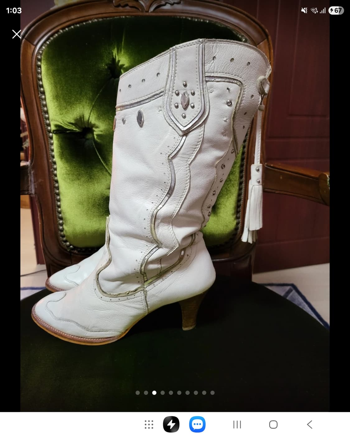 백화점구입 에고이스트 양가죽 스터드 웨스턴 부츠 상품이미지5