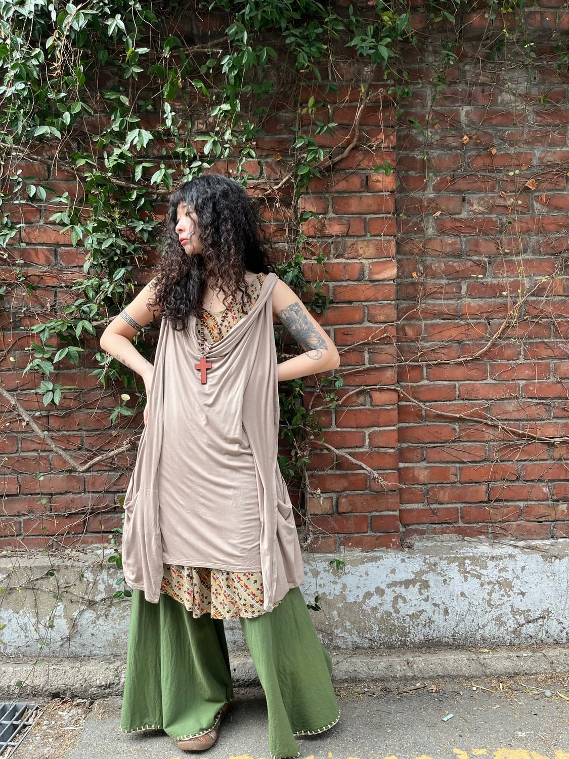 히피 보헤미안 시이드 포켓 미디 원피스 상품이미지2