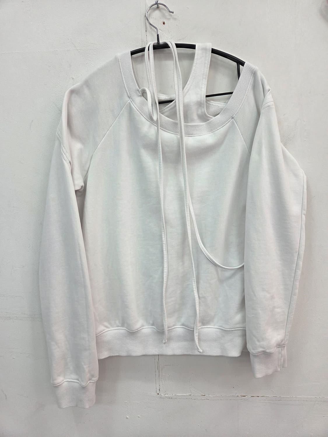 F 23SS 나체 슬릿 레이어드 맨투맨 화이트 상품이미지3