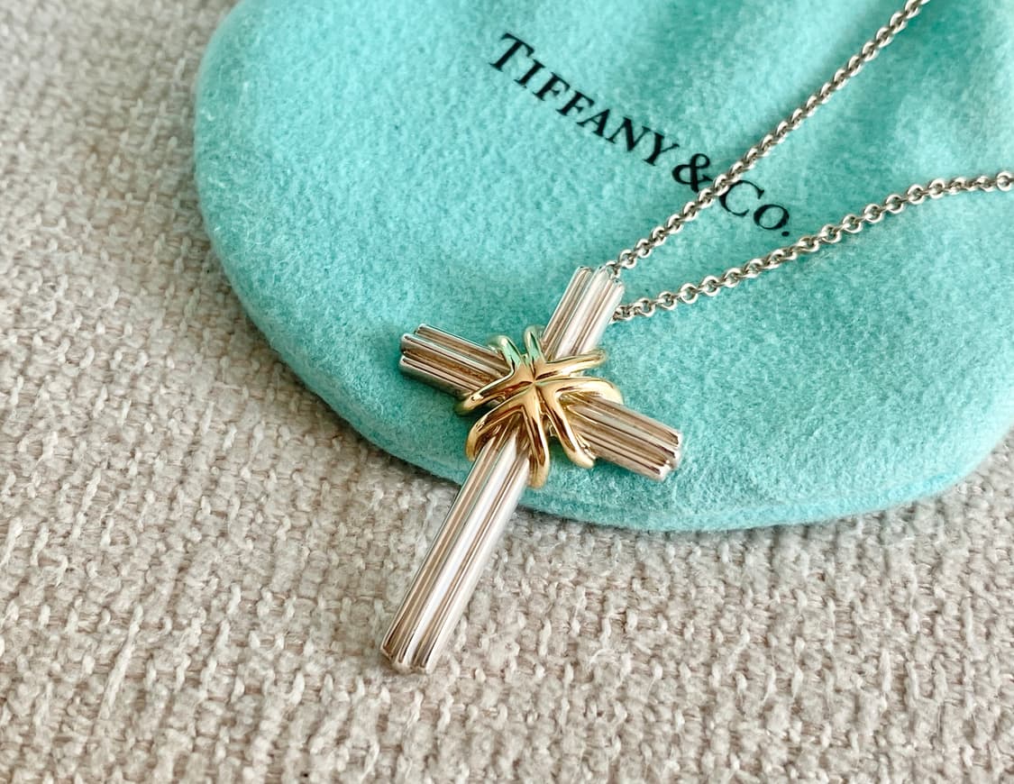 티파니 시그니처 십자가 18k 콤비 실버 남녀공용 상품이미지1