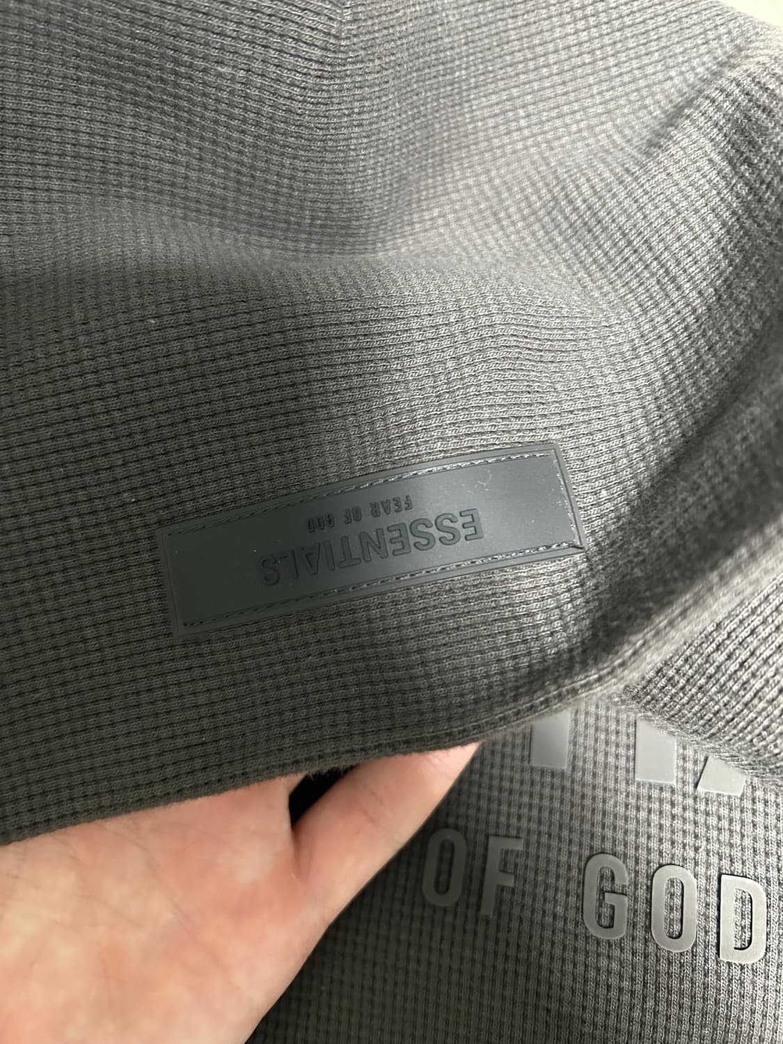 에센셜 와플 래글런 후드 오프 블랙 m사이즈 상품이미지6