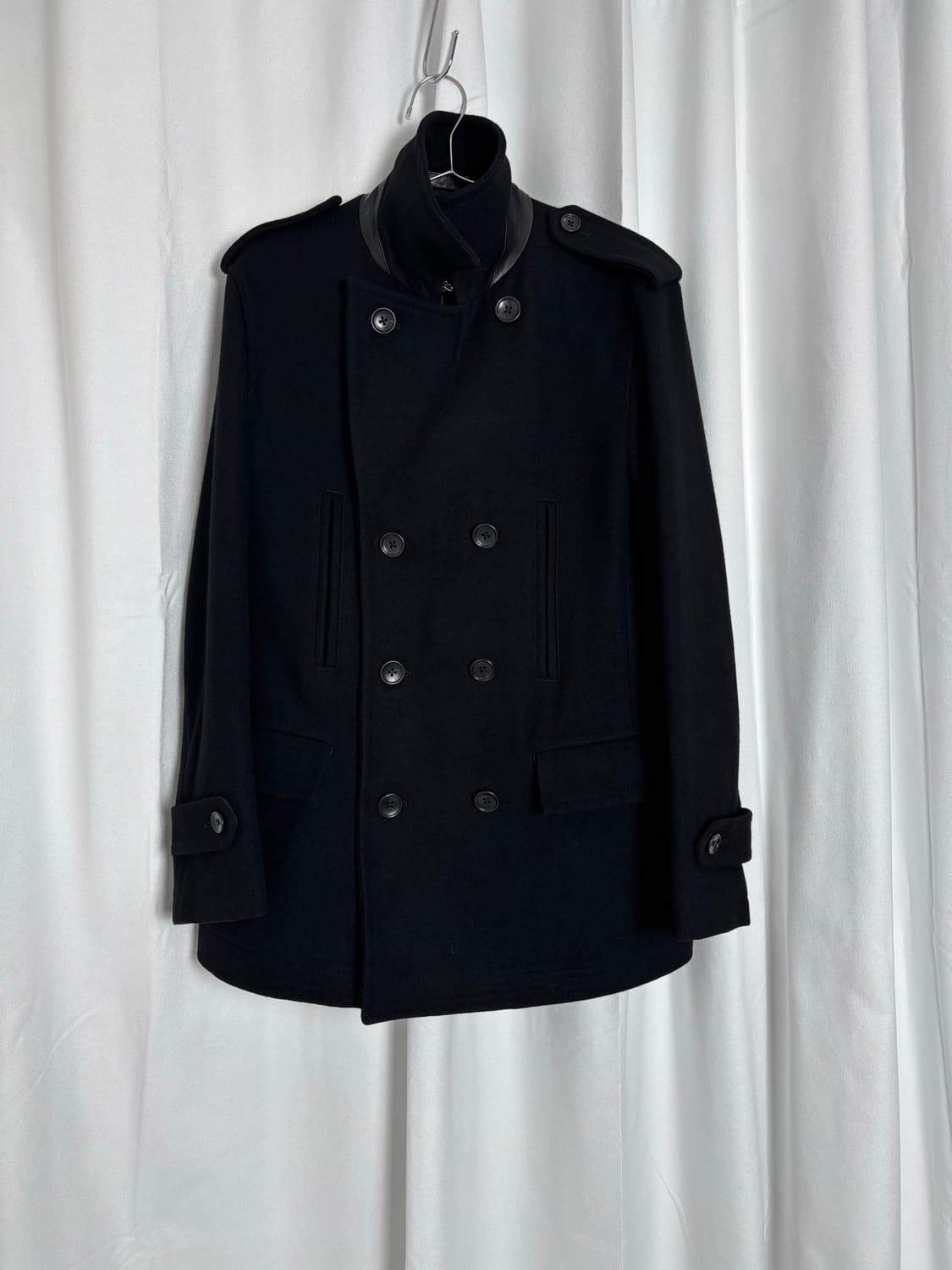 LEATHER TRIM PEACOAT 상품이미지1