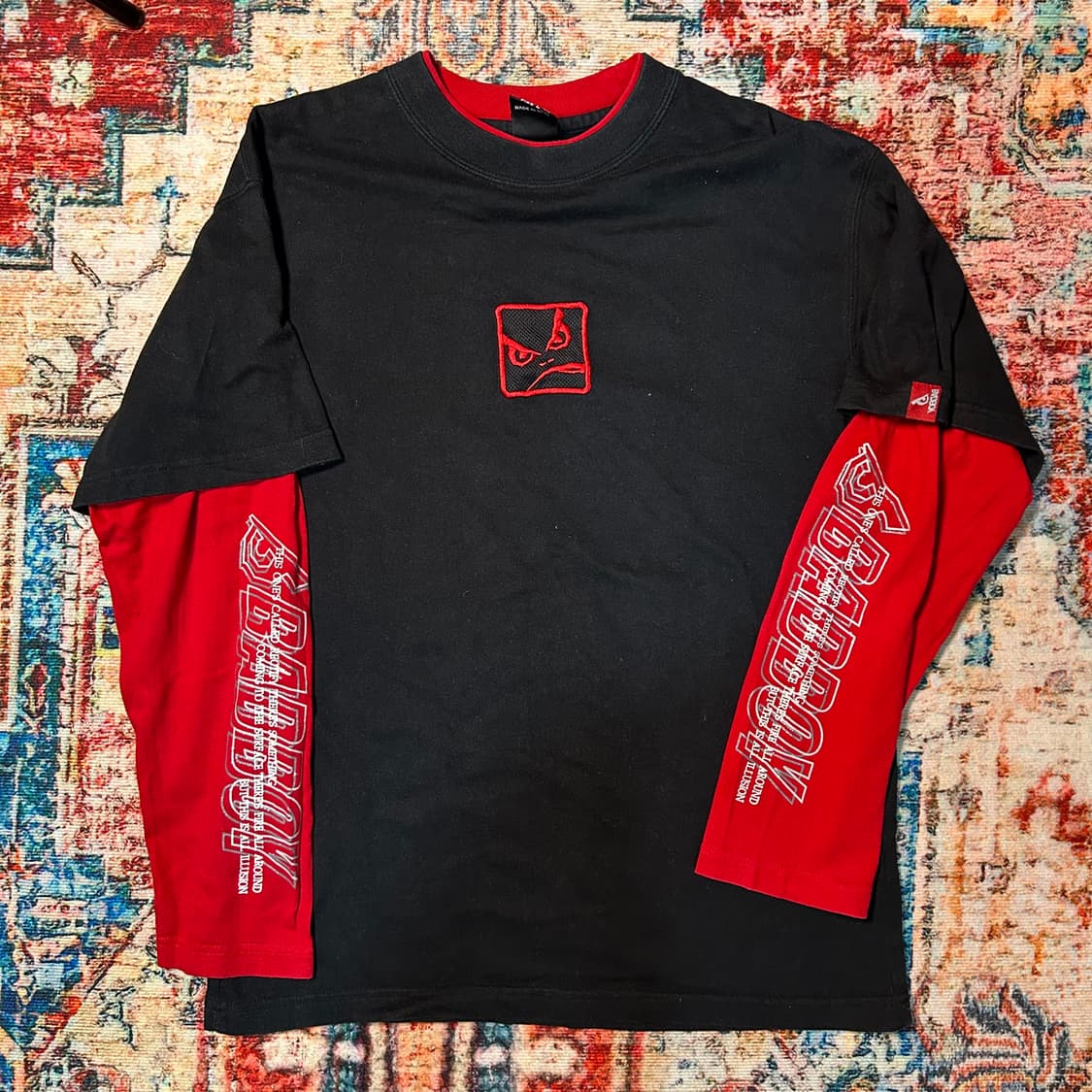 [M] 배드보이 글로시 프린팅 레이어드 롱슬리브 상품이미지1