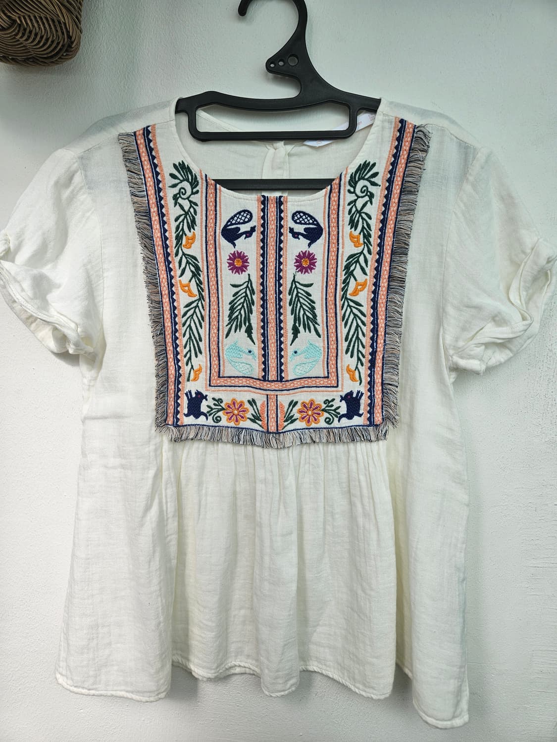 자라 자수 반팔 블라우스 상품이미지1