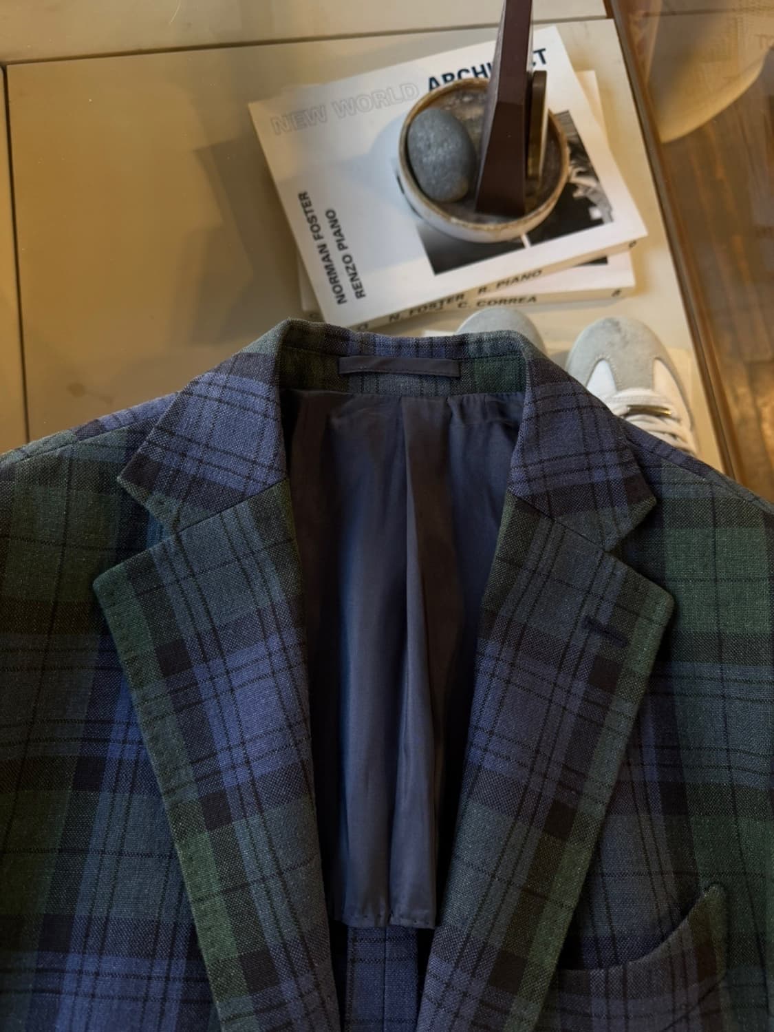 맨온더분 아이리시 리넨 블랙와치 자켓 100 상품이미지3