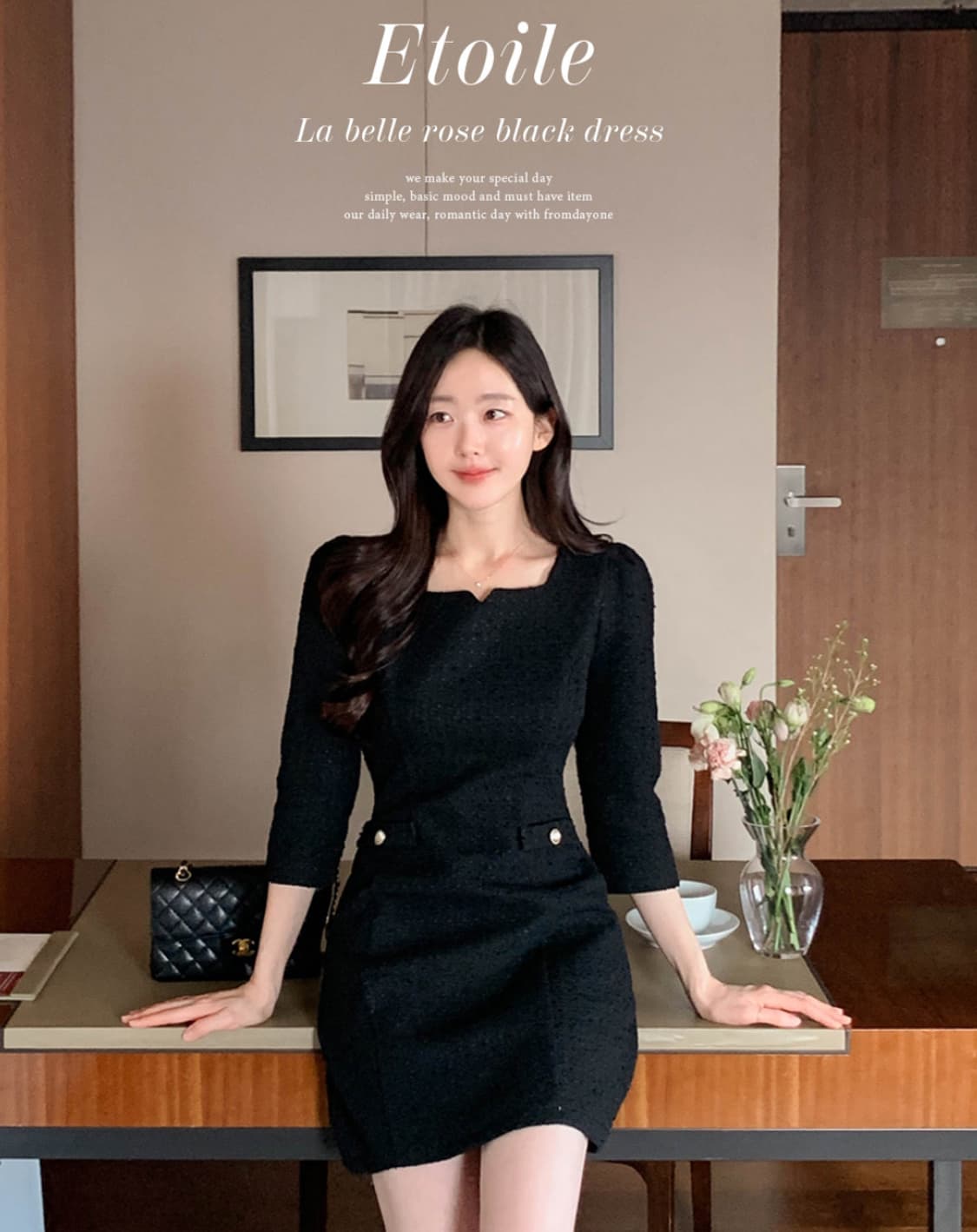 프롬데이원 Made 에뚜왈 트임스퀘어 트위드원피스 +5cm기장추가 하객룩 상품이미지1