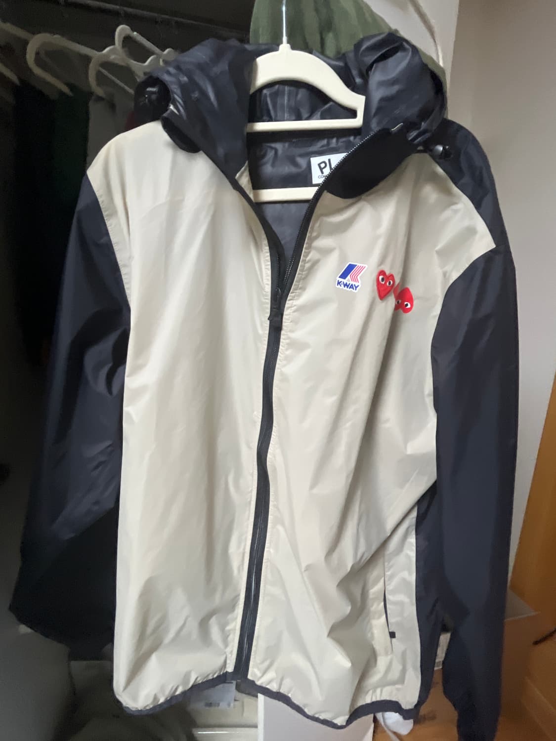 플레이 꼼데가르송 까웨 풀 집 자켓 베이지 블랙 Xl 상품이미지1