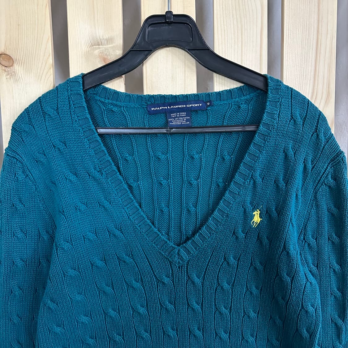(S) 폴로 블루 그린 케이블 니트 스웨터 상품이미지5