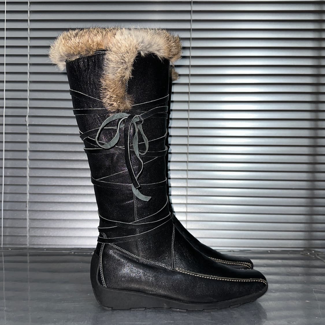 2000s 스티브 매든 스퀘어 토 퍼 라이닝 랩 부츠 상품이미지4