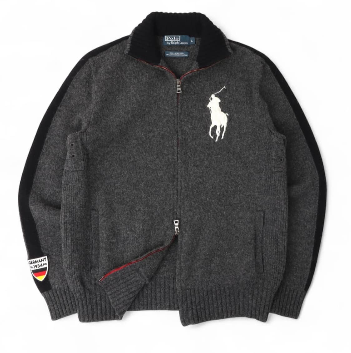 "급처" 폴로 랄프로렌 독일 빅포니 램스울 니트 집업 자켓 상품이미지1