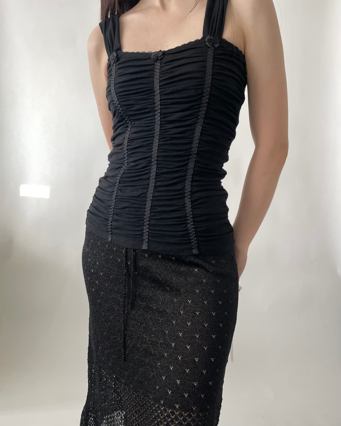MORGAN shirring ribbon top 상품이미지8