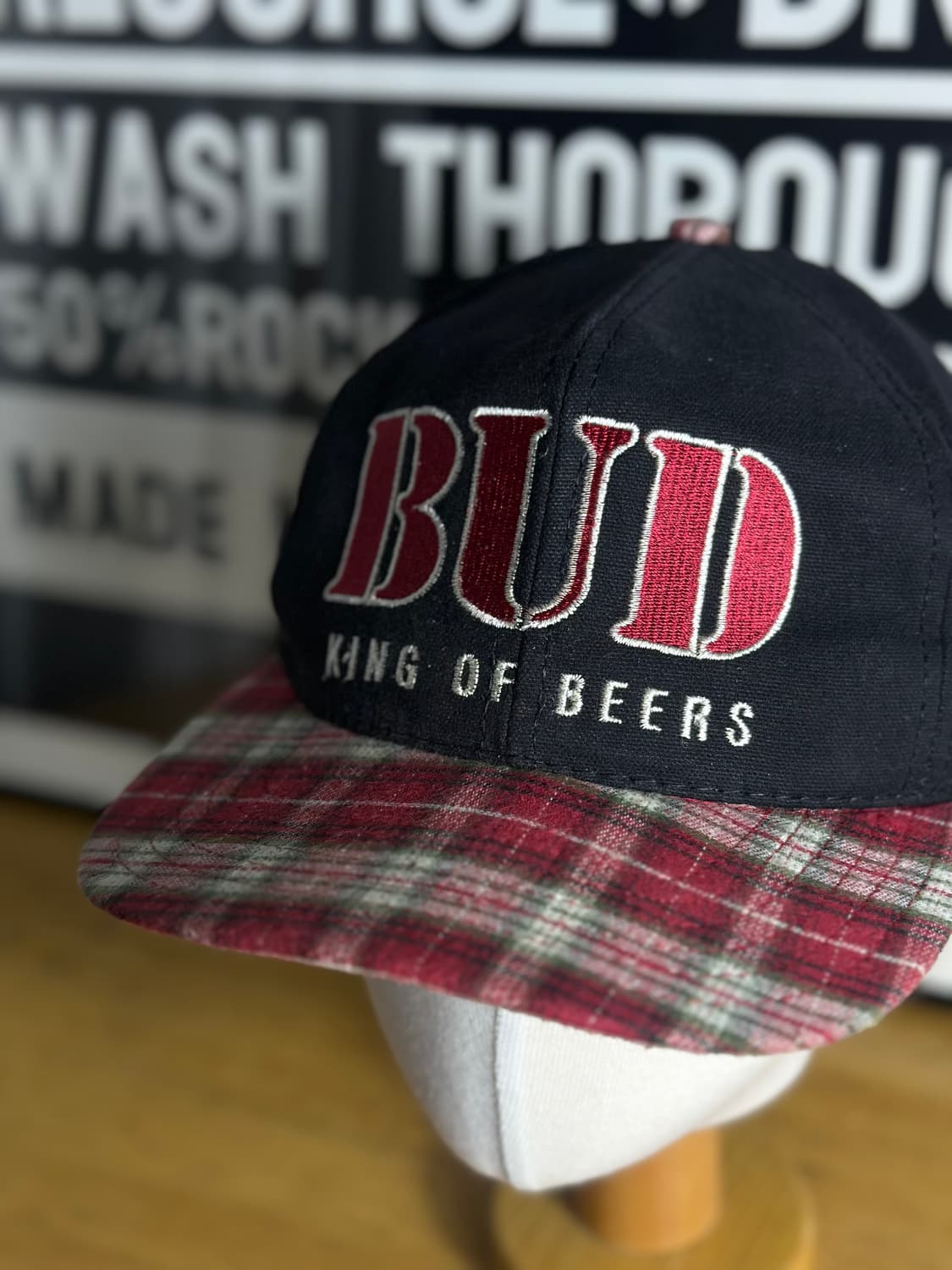 90s Budwesier 빈티지 버드와이저 체크 모자 상품이미지2