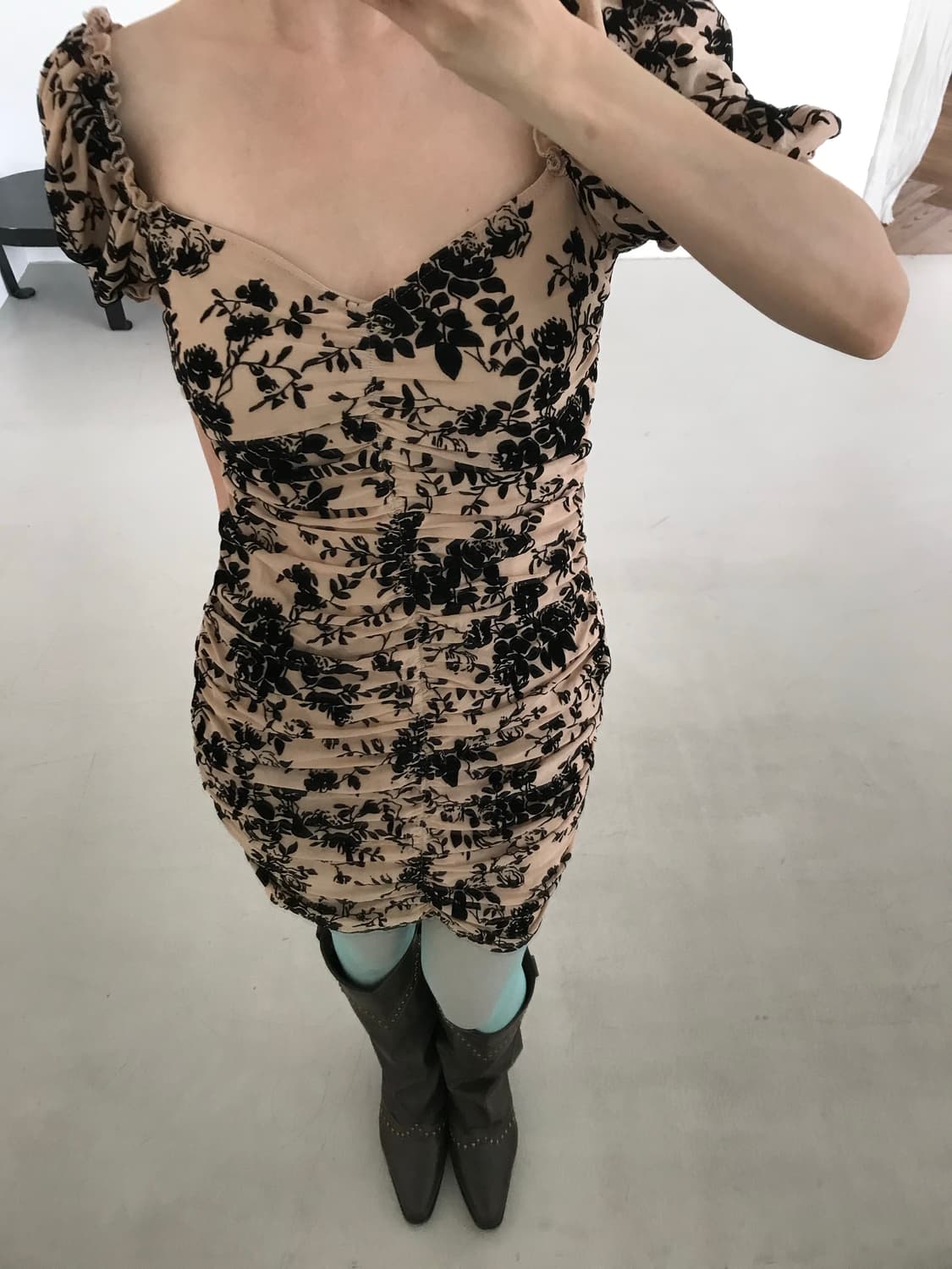 vintage pattern shirring one-piece 상품이미지4