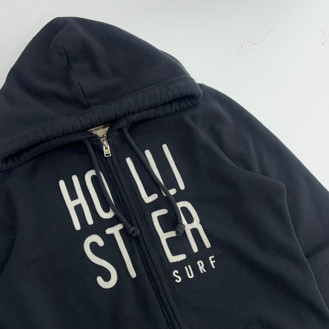 Hollister 홀리스터 화이트 로고 네이비 후드집업  상품이미지4
