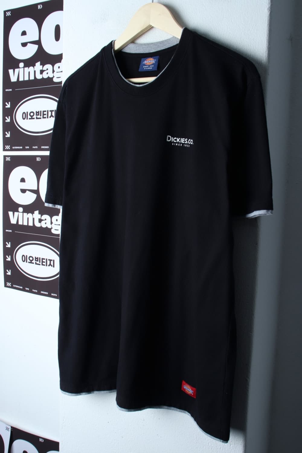 (XL-2XL) 디키즈 반팔 티셔츠 스몰로고 레이어드 블랙-H32966 상품이미지1