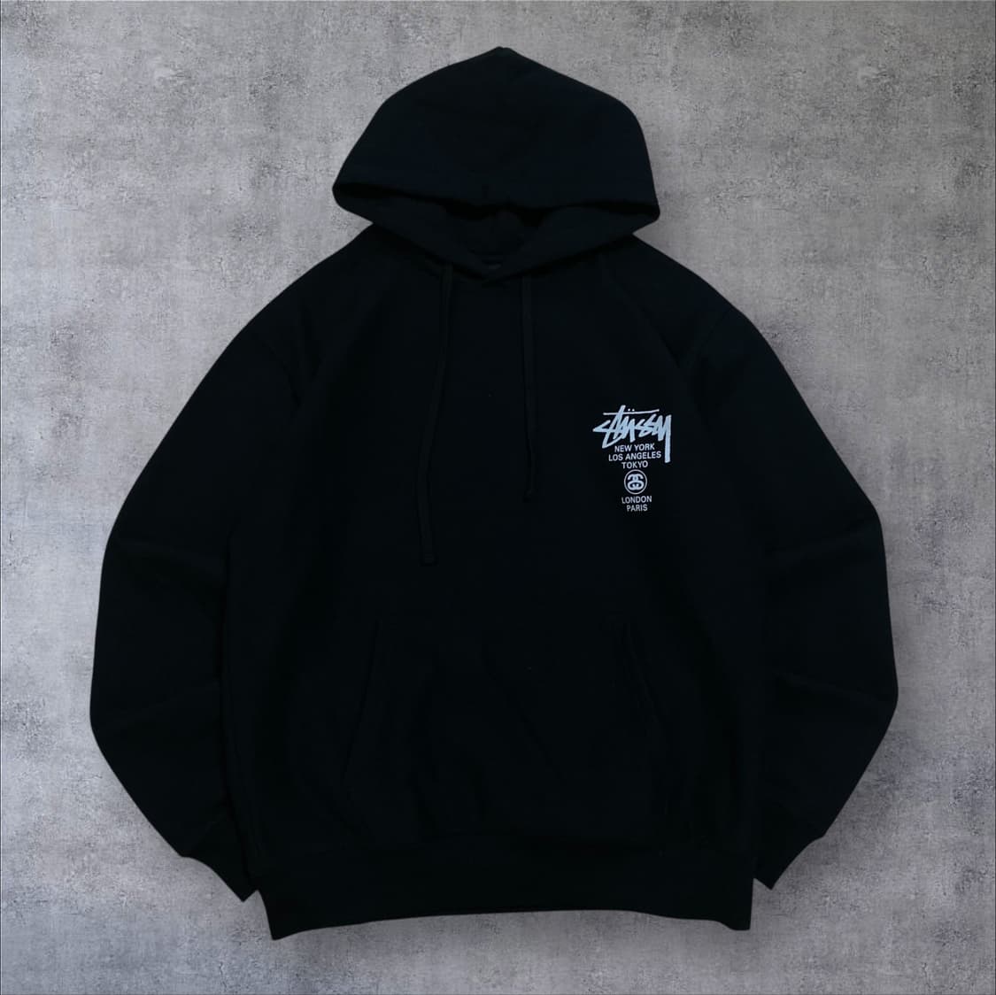스투시 월드투어 빅로고 블랙 후드티 상품이미지2