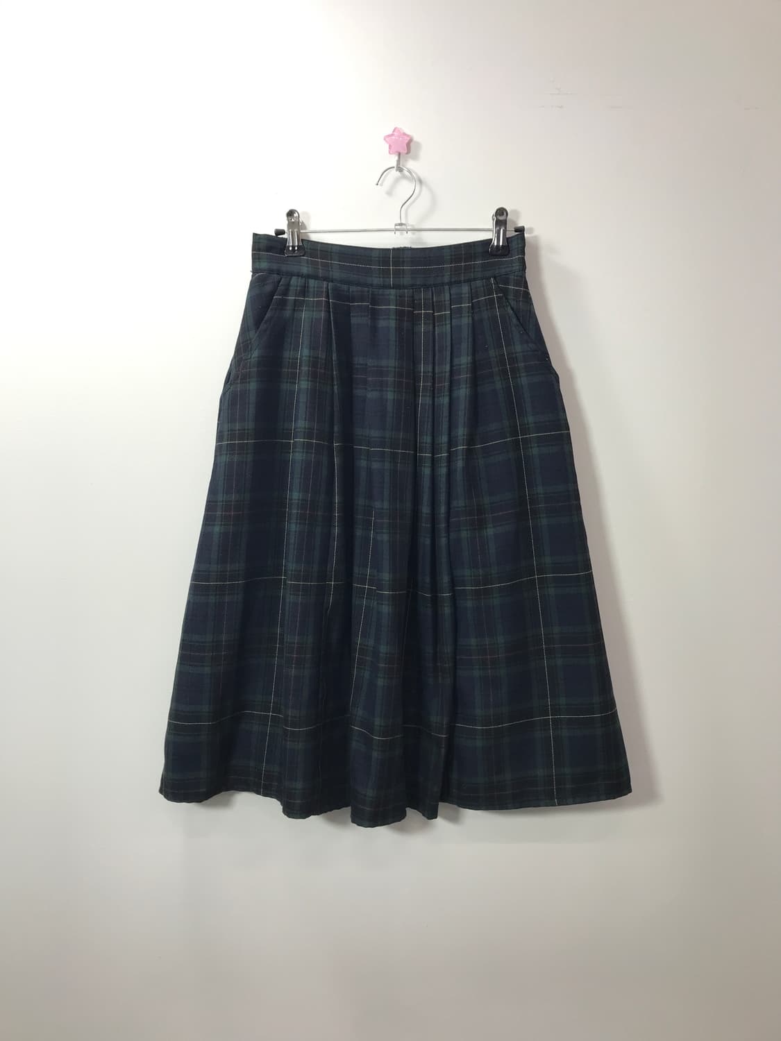 Jpn Green Plaid Pleated Midi Skirt 상품이미지5