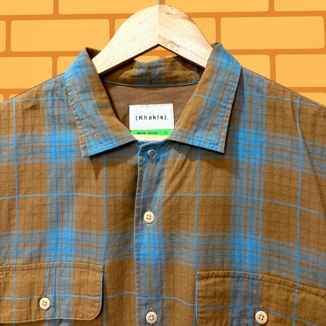 카키스 섀도우 체크 반팔 워크 셔츠 (XL) 상품이미지2