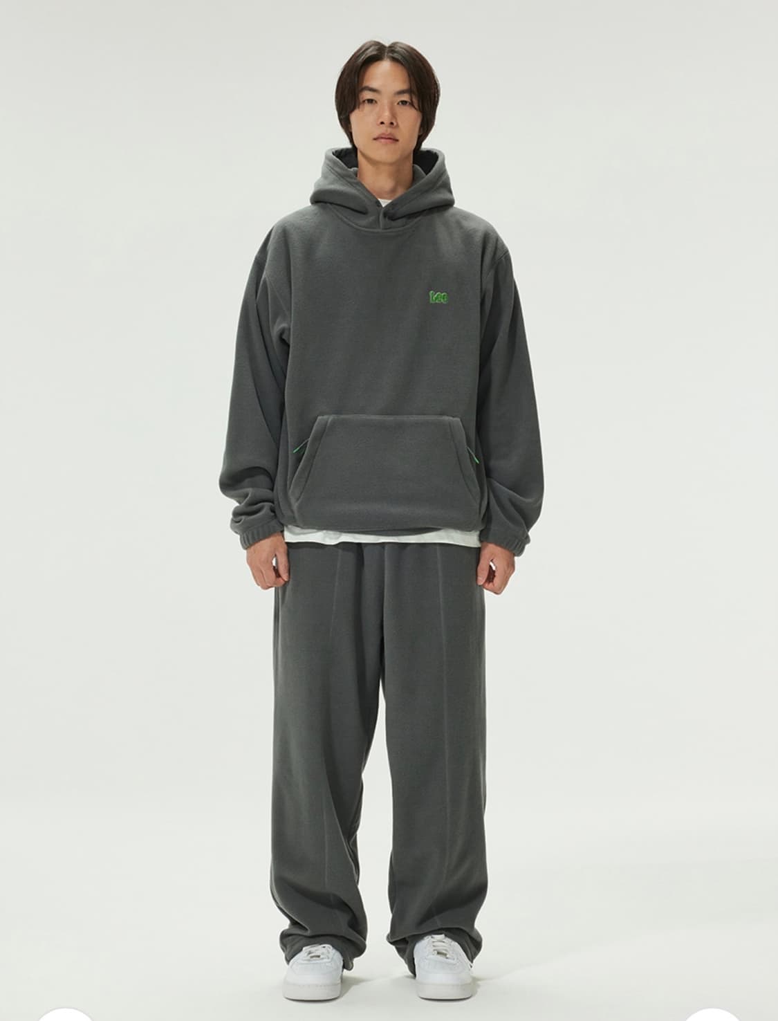 [새상품] M) Lee 리 스몰 트위치 플리스 후드티 차콜 상품이미지2