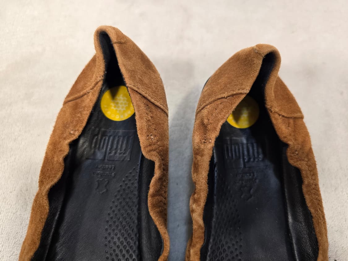 핏플랍 발레리나 플랫 슈즈 스웨이드 브라운/블랙 37 (235) 상품이미지6