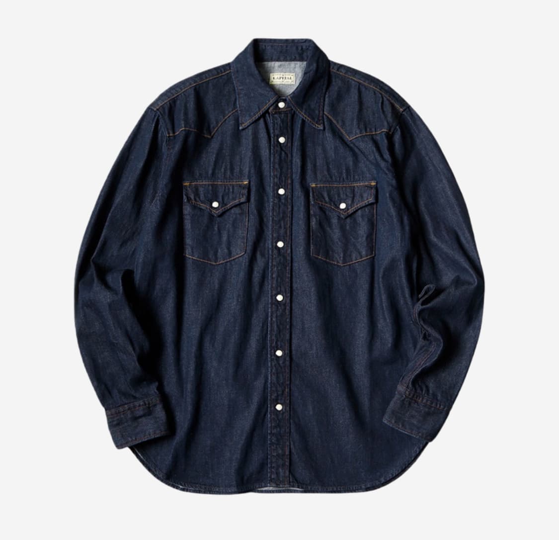 [4] 캐피탈 8온즈 데님 허스키 웨스턴 셔츠 인디고 상품이미지2