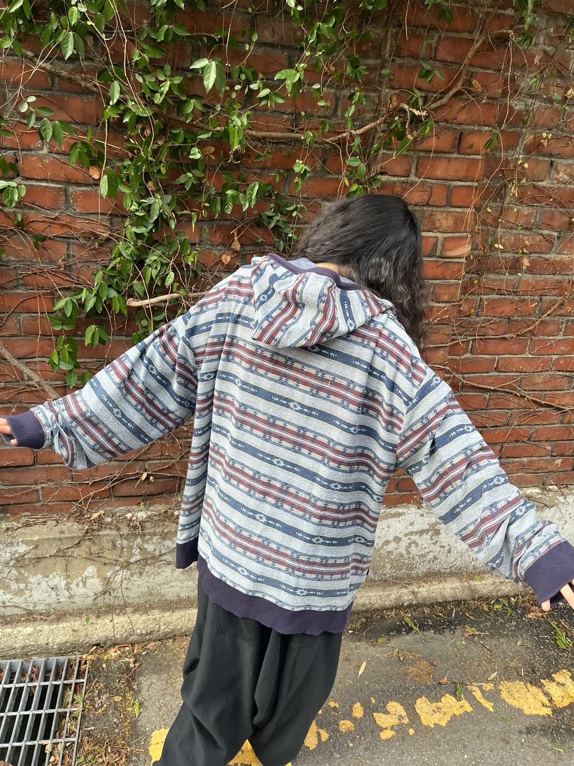 블루 히피 패턴 더플 후드 집업 상품이미지8