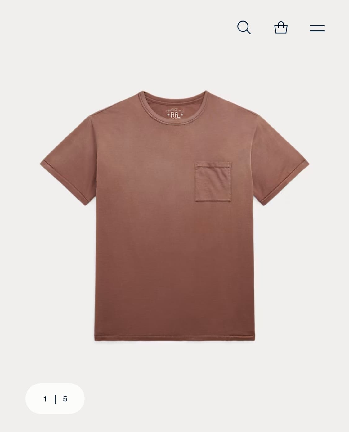 RRL 가먼트 다이 포켓 티셔츠 초콜릿 M 상품이미지1