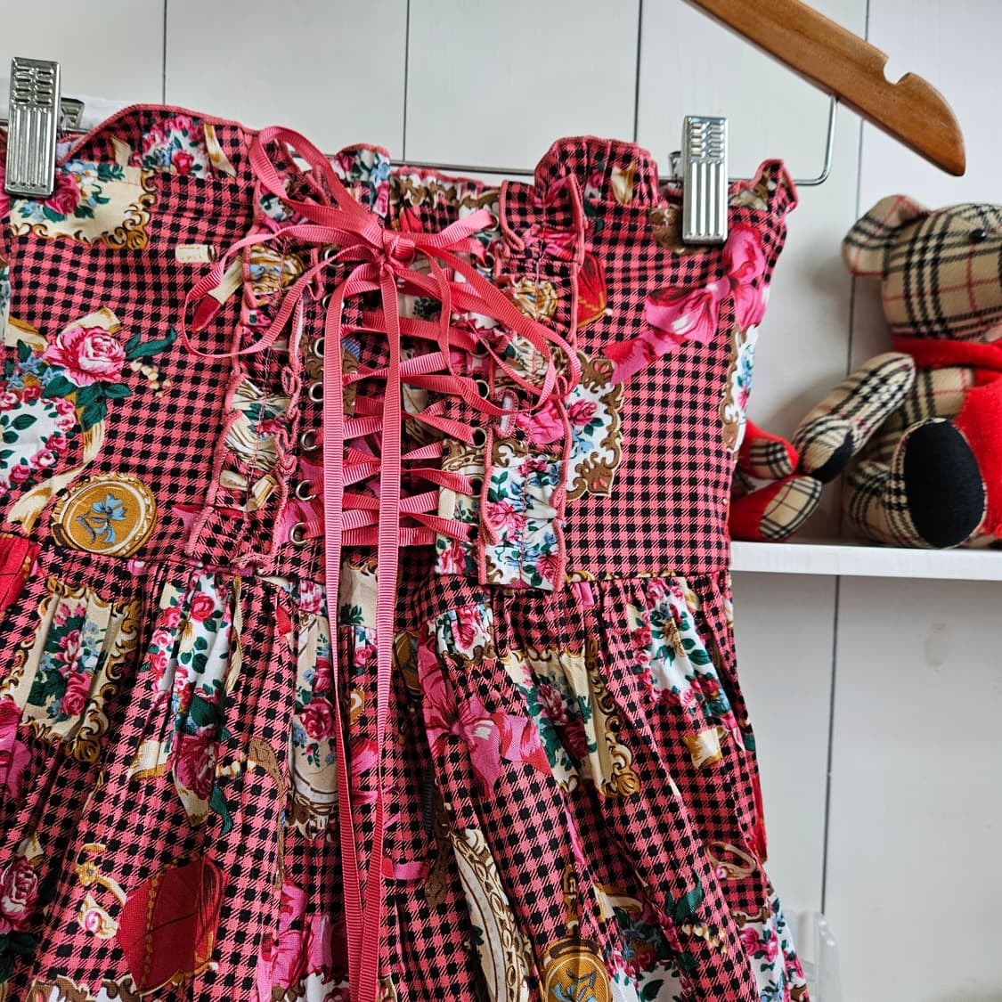 바디라인 로즈 코르셋 튜브탑 스커트 상품이미지2