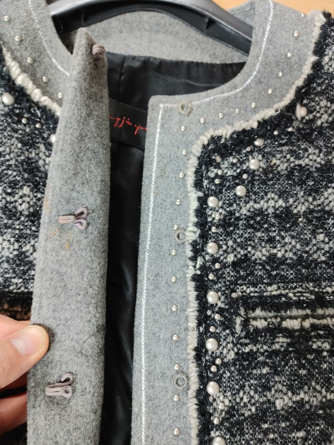 오브제 강진영 스터드징장식 여성 모직  하프롱코트 상품이미지5