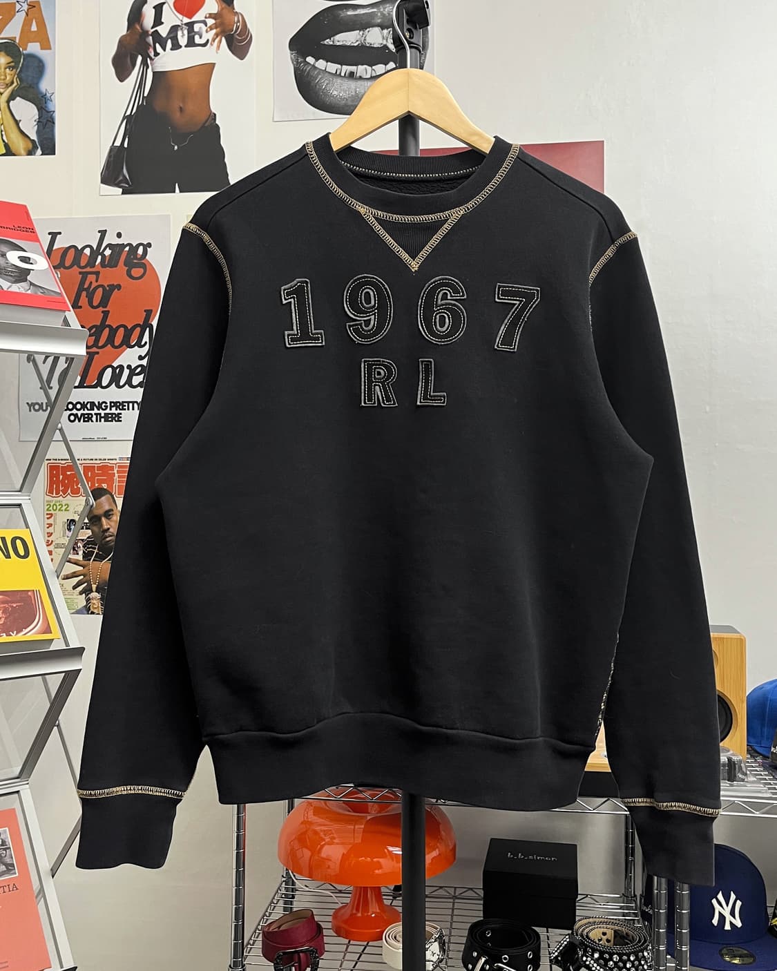 폴로 진스 아플리케 로고 맨투맨 블랙 상품이미지5