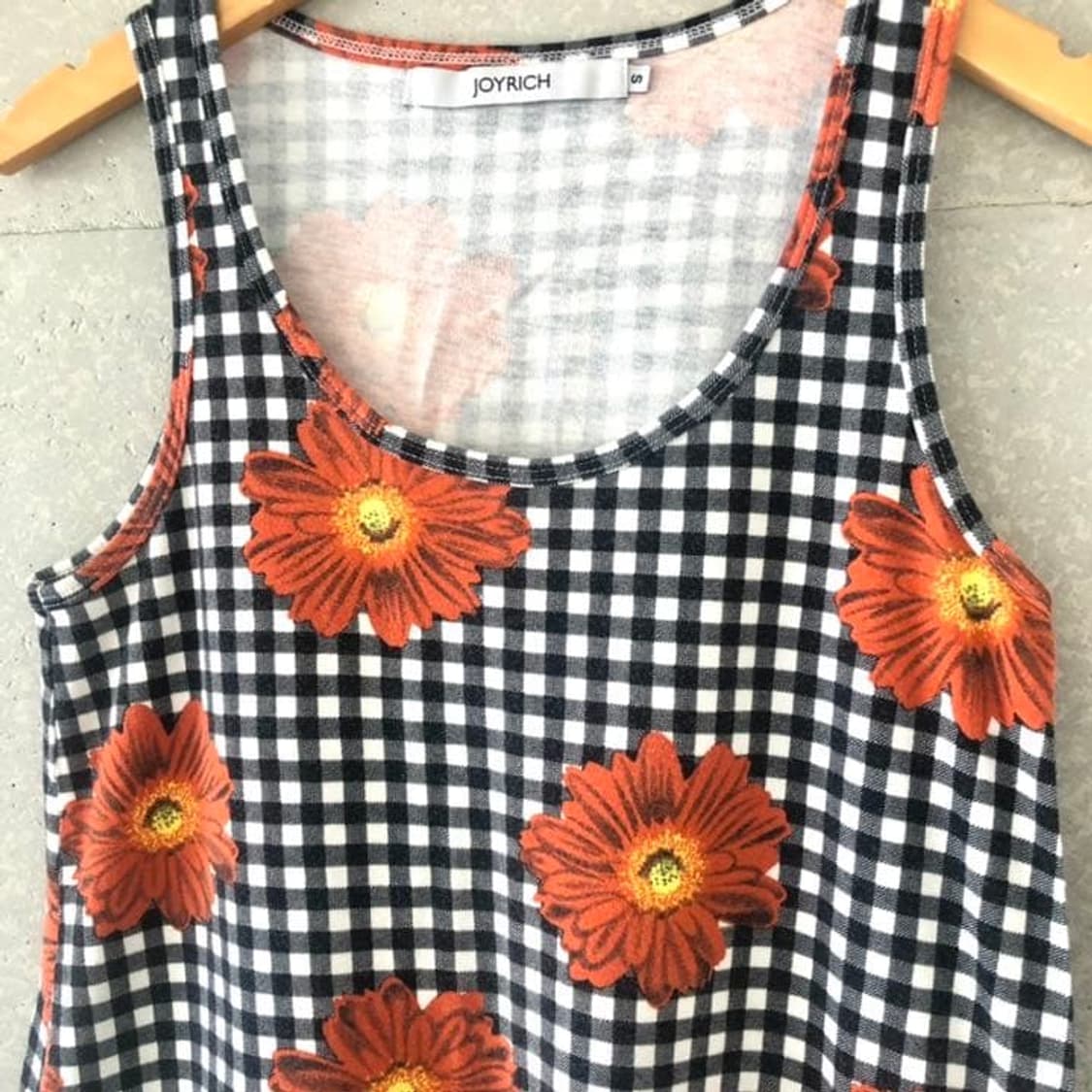조이리치 JOYRICH 꽃무늬 깅엄체크 탱크탑 원피스 상품이미지2