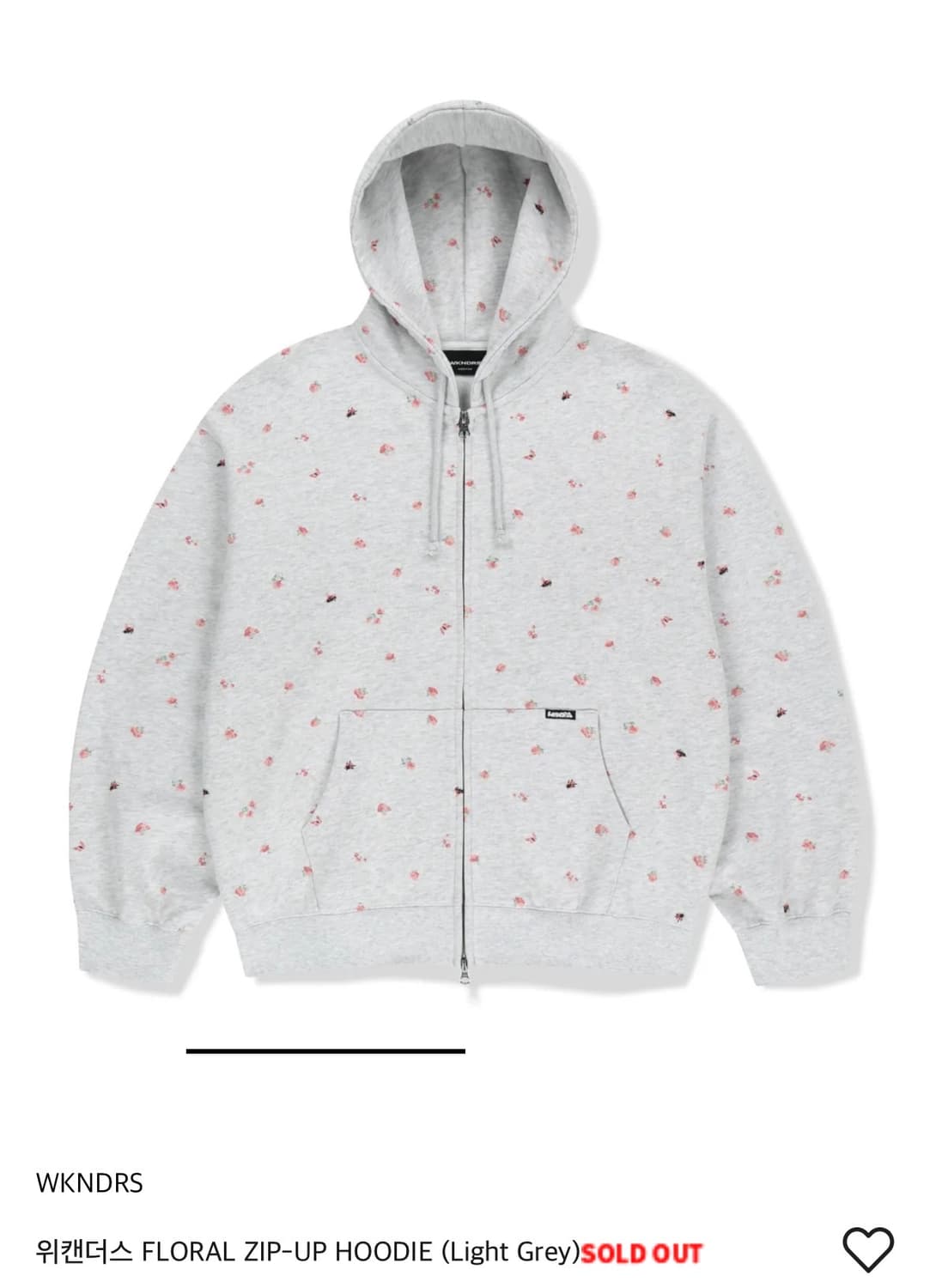 위캔더스 FLORAL ZIP-UP HOODIE  라이트그레이 M 상품이미지1