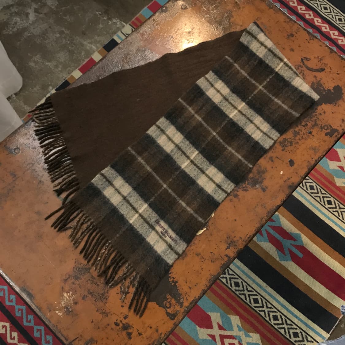 Japan 피에르 발망 브라운 톤 울 머플러 남녀공용  상품이미지4