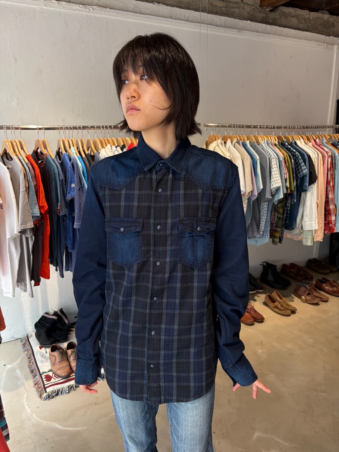 ZARA MAN 데님 컬렉션 체크 남방 M 상품이미지3