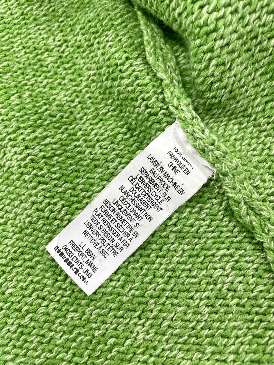빈티지 엘엘빈 멜란지 애플 그린 코튼 니트 가디건 상품이미지9